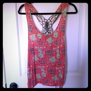 Free people embroidered racerback tank MEDIUM